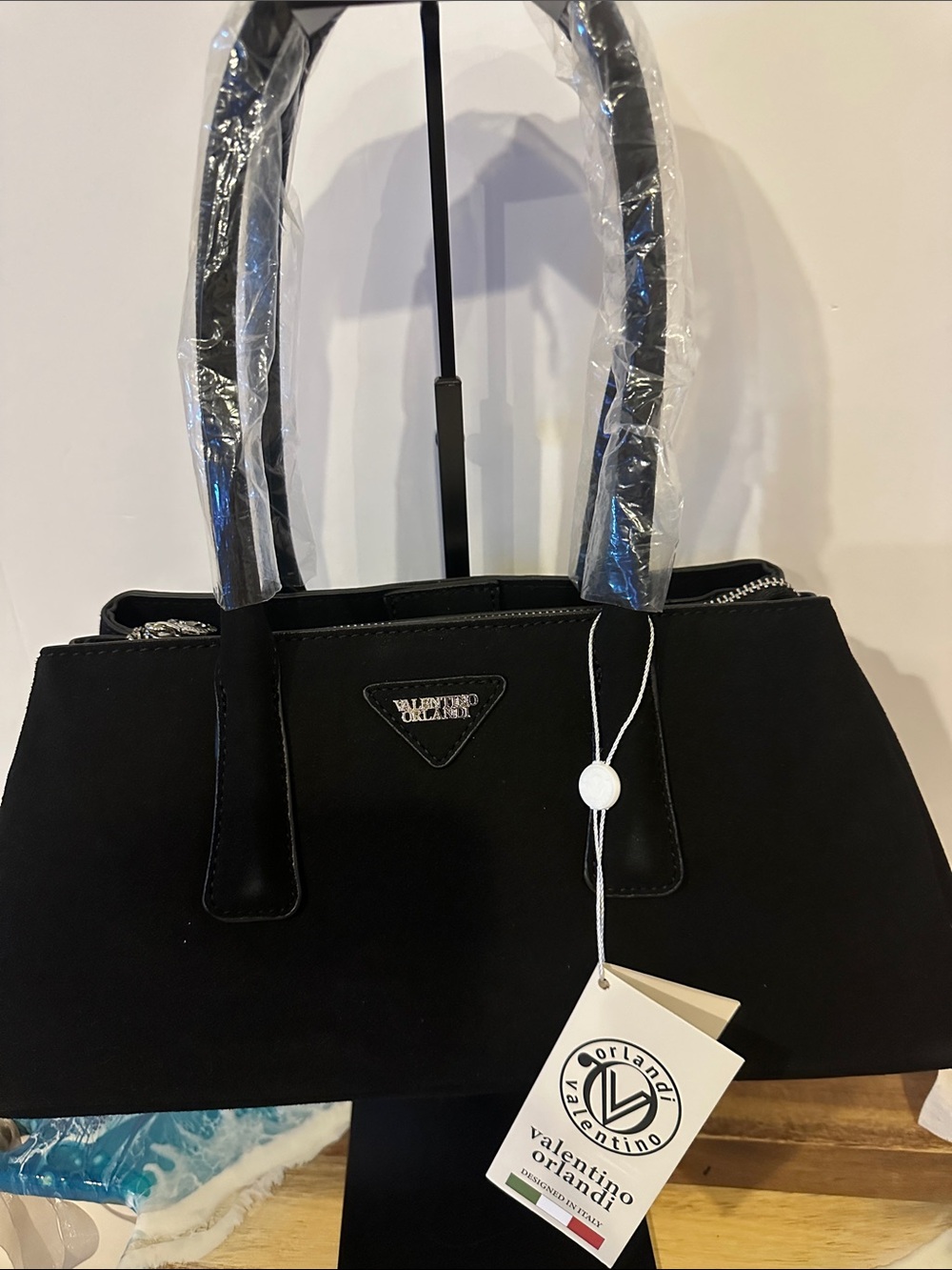 Valentino Orlandi Black Structured Top-Handle Satchel